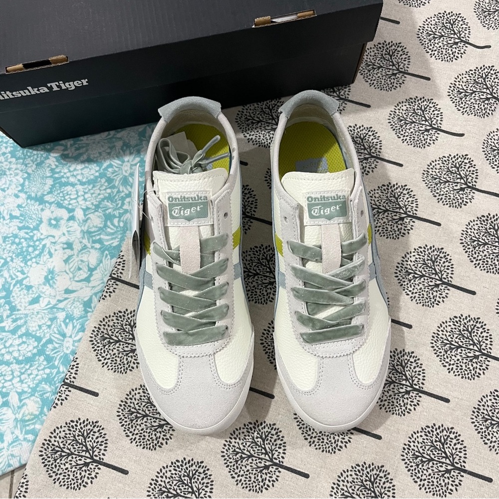 Onitsuka Tiger by Asics Women's White & Light Green Retro Sneakers - Picture 2 of 10